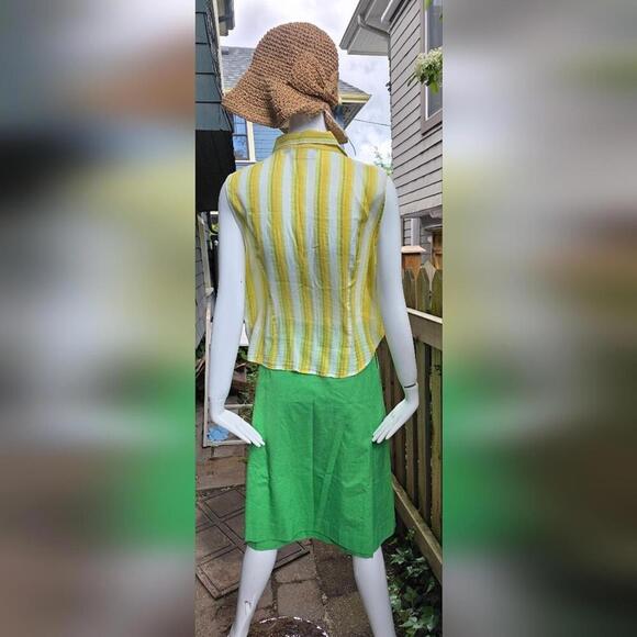 Vintage Green Linen Wrap around Skirt 28 inch waist - Picture 3 of 9